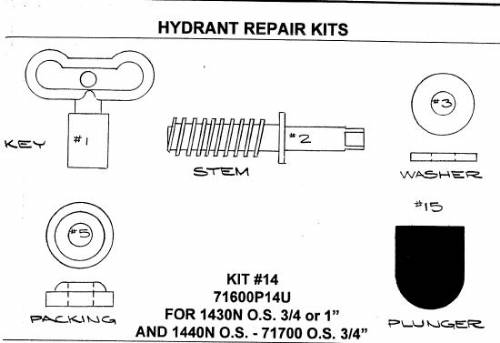 Kit #14 for 71500,1400N hydrant